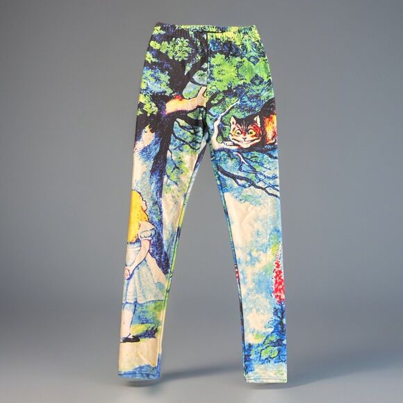 Unbranded Pants - Alice In Wonderland Cheshire Cat Stretch Funky Leggings Size XS-S